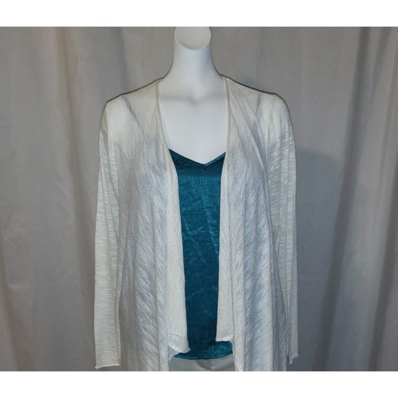 Torrid Ivory Drape Front Cardigan Size 0 (Large 12) Long Sleeve Lightweight, NWT - Picture 1 of 4